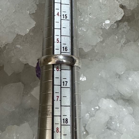 Rough Natural Amethyst Chunk Silver Plated Prong Set Ring. Size 5.75 - Picture 3 of 5